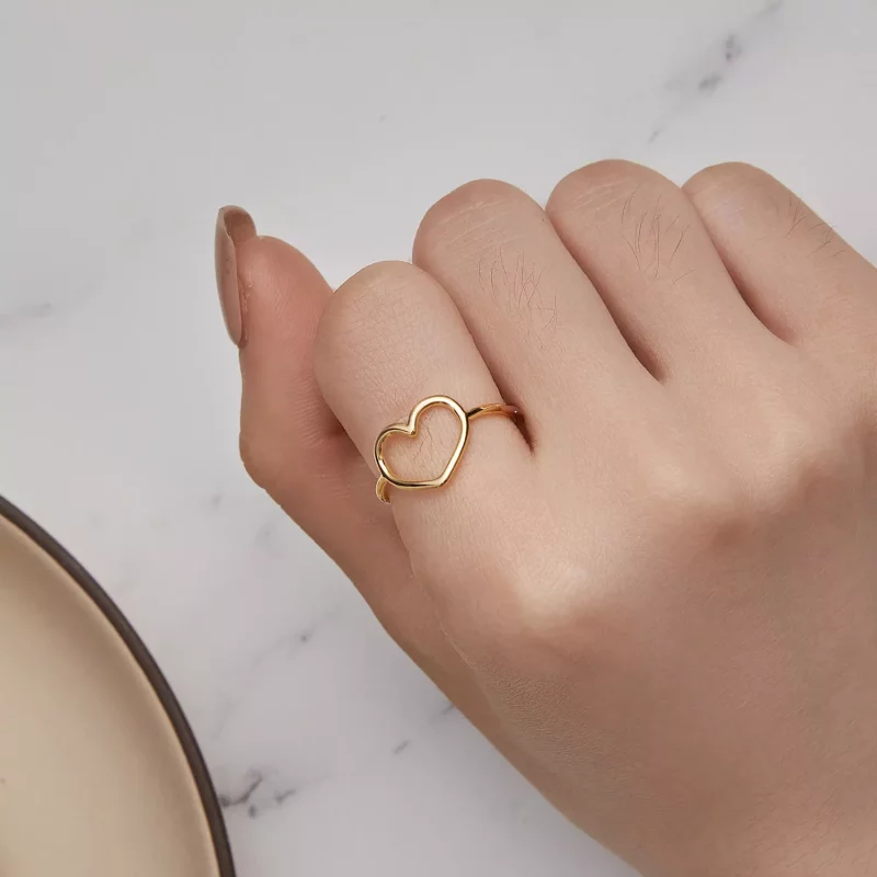 (afbeelding voor) Pandora-stijl Gouden Hartvormige Ring - SCR641-B - Bekijken 6