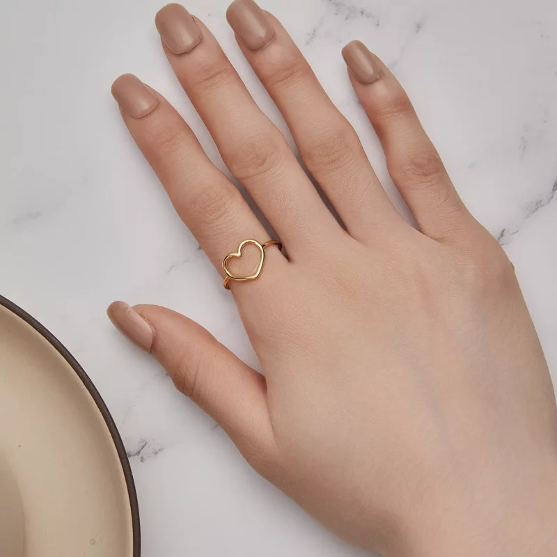 (afbeelding voor) Pandora-stijl Gouden Hartvormige Ring - SCR641-B - Bekijken 7