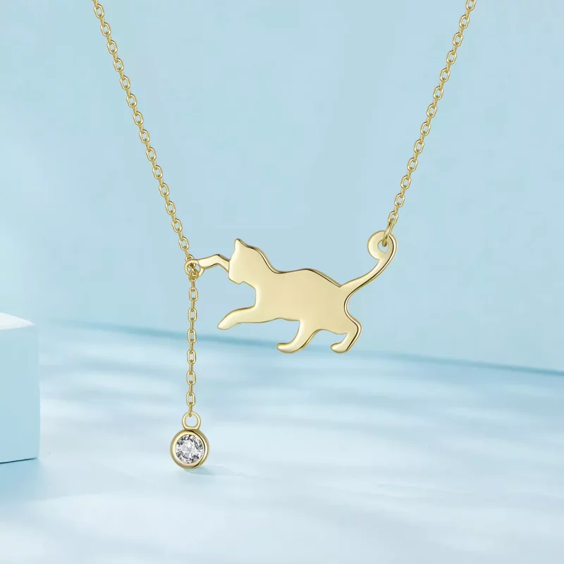 (afbeelding voor) Pandora-stijl Gouden Kattenketting met Stoute Kitten - SCN232-B - Bekijken 2