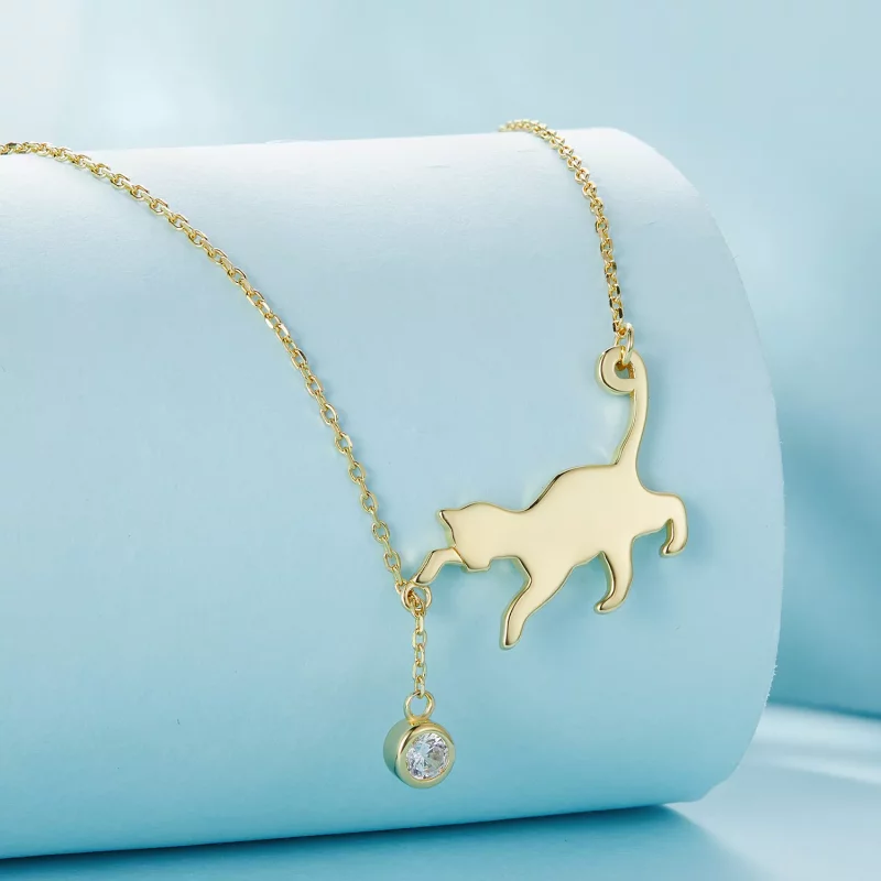 (afbeelding voor) Pandora-stijl Gouden Kattenketting met Stoute Kitten - SCN232-B - Bekijken 3