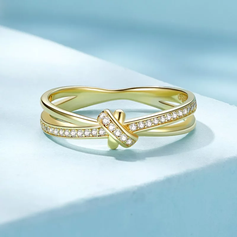 (afbeelding voor) Pandora Stijl Gouden Knoop Ring - SCR896-B - Bekijken 3