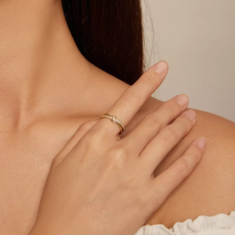 (afbeelding voor) Pandora Stijl Gouden Knoop Ring - SCR896-B - Bekijken 4