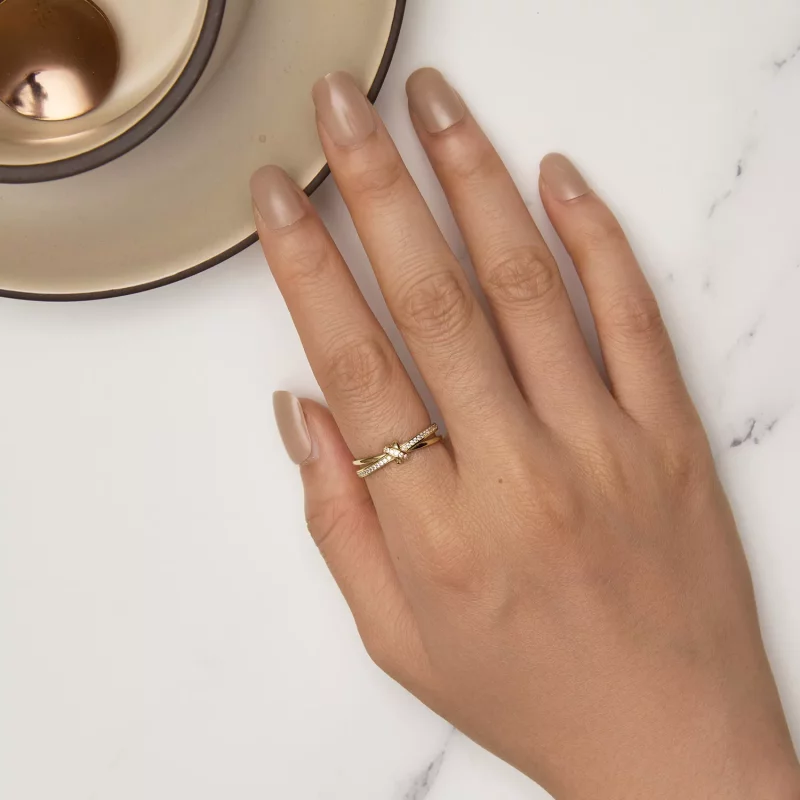 (afbeelding voor) Pandora Stijl Gouden Knoop Ring - SCR896-B - Bekijken 5