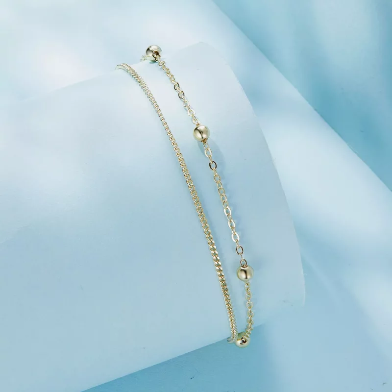 (afbeelding voor) Pandora Stijl Gouden Kralen Armband met Ketting - SCB131-B - Bekijken 2