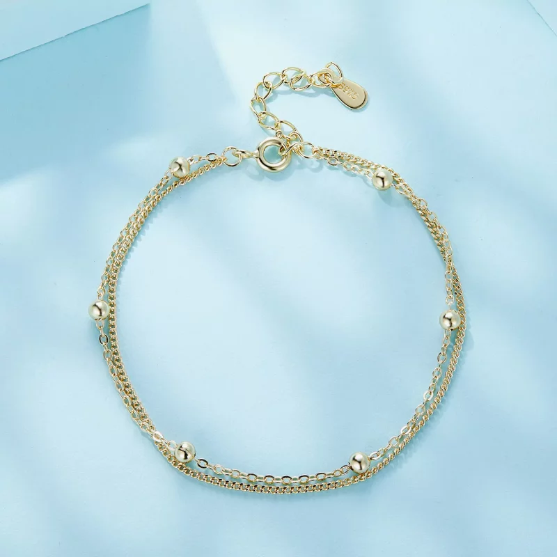 (afbeelding voor) Pandora Stijl Gouden Kralen Armband met Ketting - SCB131-B - Bekijken 3