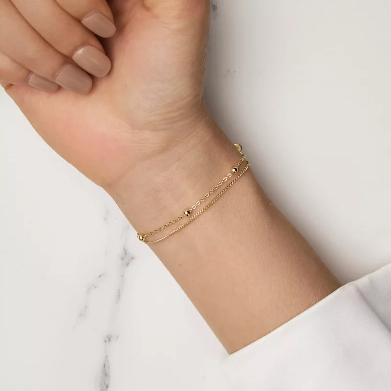 (afbeelding voor) Pandora Stijl Gouden Kralen Armband met Ketting - SCB131-B - Bekijken 7