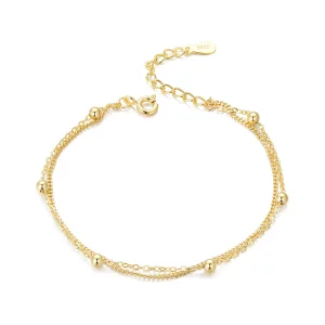 (afbeelding voor) Pandora Stijl Gouden Kralen Armband met Ketting - SCB131-B