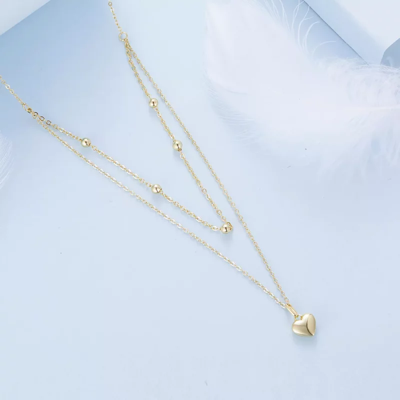 (afbeelding voor) Pandora Stijl Gouden Liefde Hart Kralen Ketting - BSN168-B - Bekijken 3