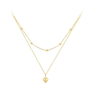 Pandora Stijl Gouden Liefde Hart Kralen Ketting - BSN168-B (afbeelding voor) Pandora Stijl Gouden Liefde Hart Kralen Ketting - BSN168-B