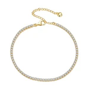 Pandora-stijl Gouden Uitstekende Zirkoon Ketting Armband - BSB097-B (afbeelding voor) Pandora-stijl Gouden Uitstekende Zirkoon Ketting Armband - BSB097-B