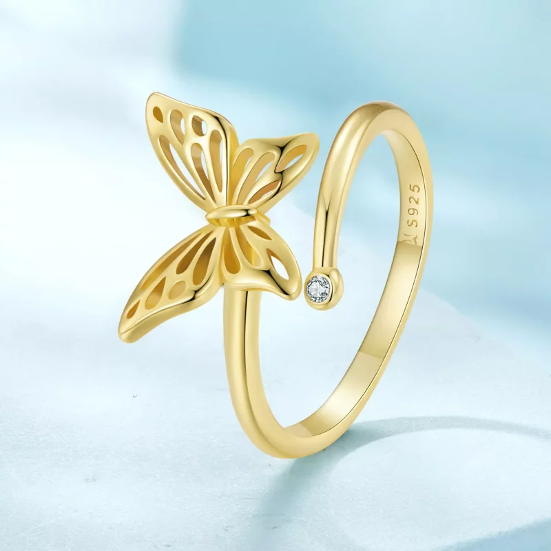 (afbeelding voor) Pandora-stijl Gouden Vlinderdroom Ring - SCR448-B - Bekijken 2