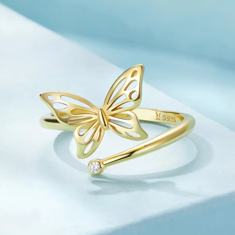 (afbeelding voor) Pandora-stijl Gouden Vlinderdroom Ring - SCR448-B - Bekijken 3
