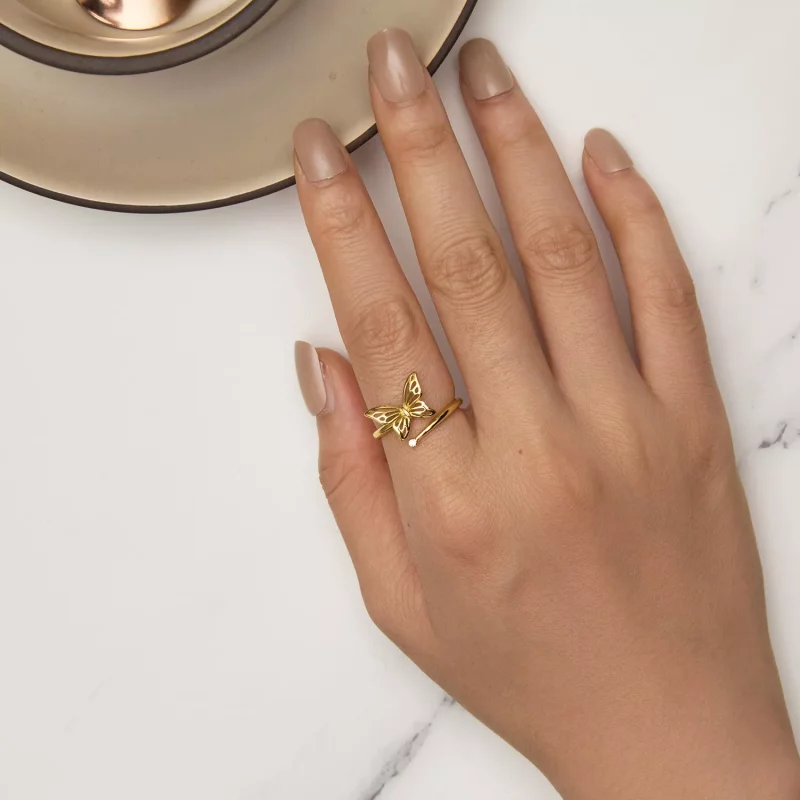 (afbeelding voor) Pandora-stijl Gouden Vlinderdroom Ring - SCR448-B - Bekijken 5