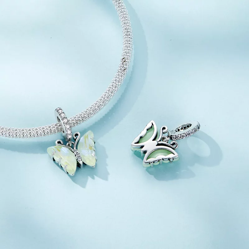 (afbeelding voor) Pandora Stijl Groene Aurora Vlinder Hanger - SCC2305-GN - Bekijken 4