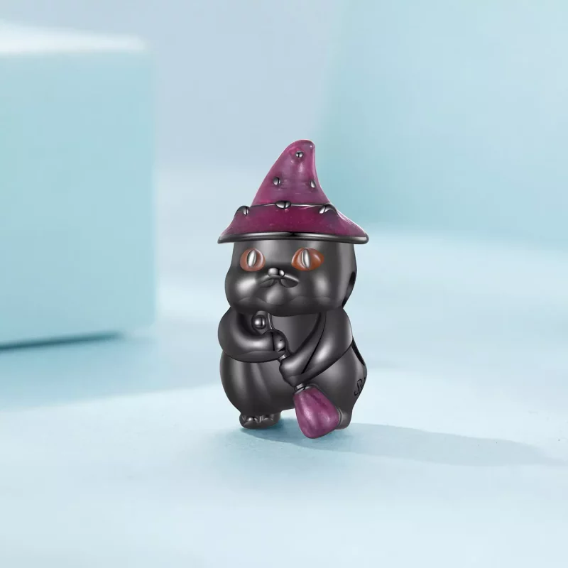(afbeelding voor) Pandora-stijl Halloween Heksenkat Bedel - SCC2625 - Bekijken 2