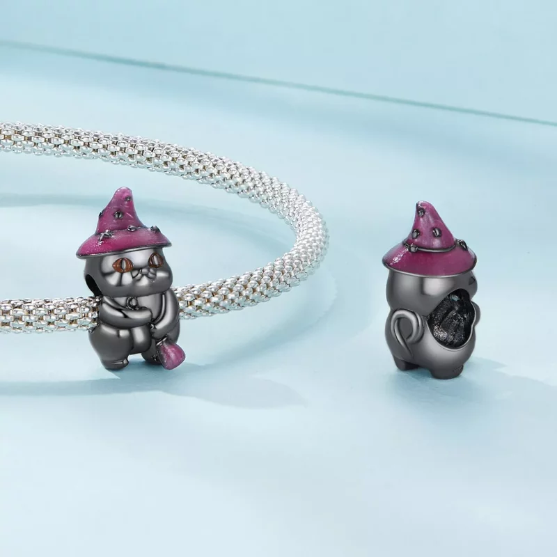 (afbeelding voor) Pandora-stijl Halloween Heksenkat Bedel - SCC2625 - Bekijken 4
