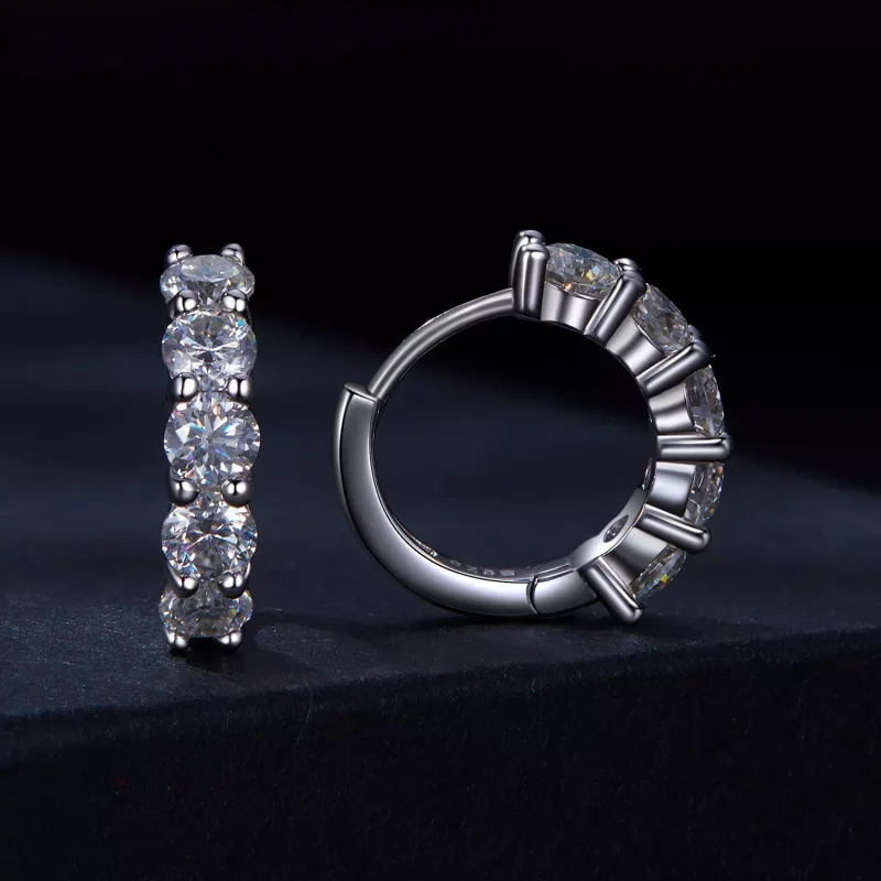 (afbeelding voor) Pandora-stijl halve hoepel Moissanite diamant oorbellen - MSE033 - Bekijken 2