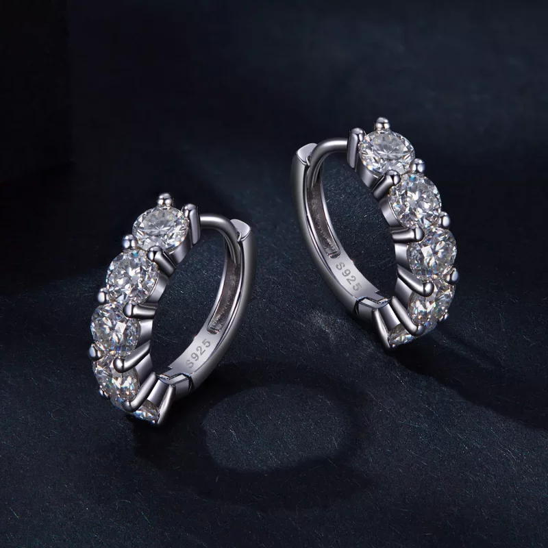 (afbeelding voor) Pandora-stijl halve hoepel Moissanite diamant oorbellen - MSE033 - Bekijken 3