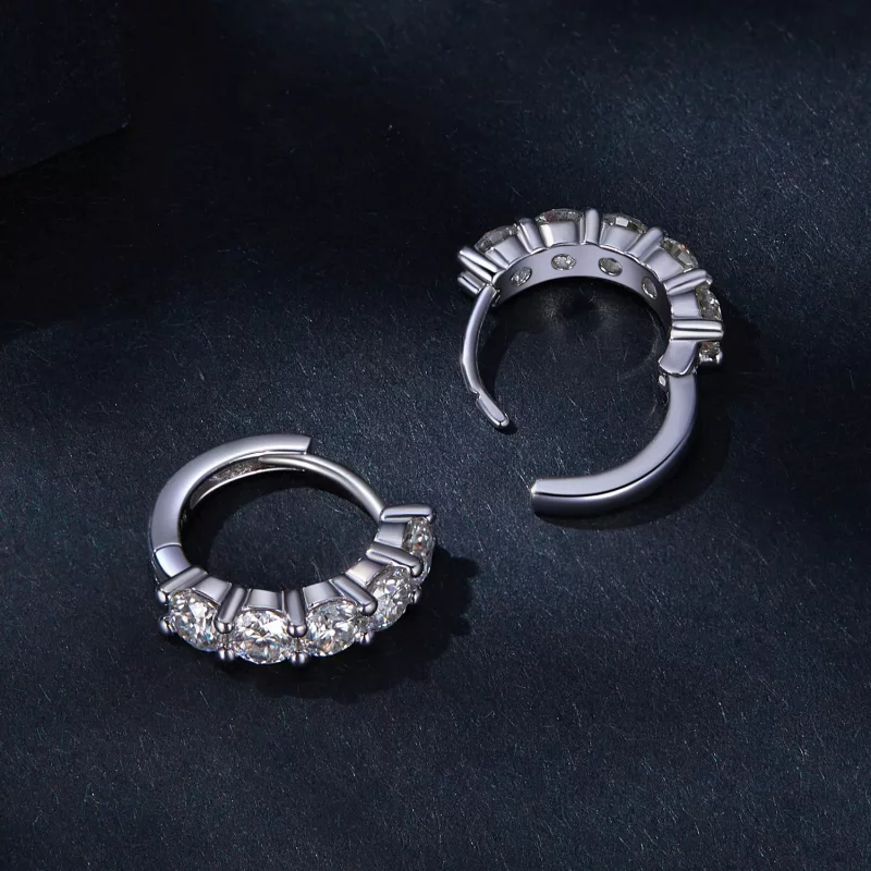(afbeelding voor) Pandora-stijl halve hoepel Moissanite diamant oorbellen - MSE033 - Bekijken 4