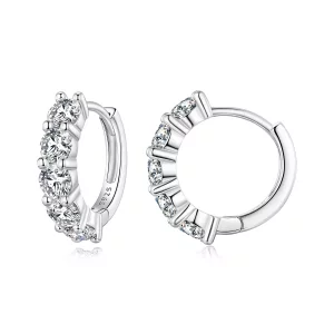 Pandora-stijl halve hoepel Moissanite diamant oorbellen - MSE033 (afbeelding voor) Pandora-stijl halve hoepel Moissanite diamant oorbellen - MSE033