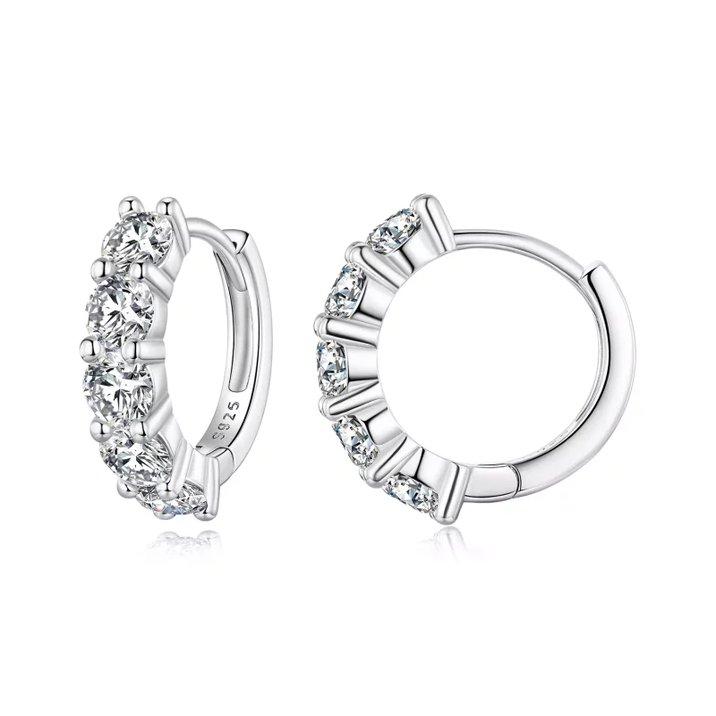 (afbeelding voor) Pandora-stijl halve hoepel Moissanite diamant oorbellen - MSE033