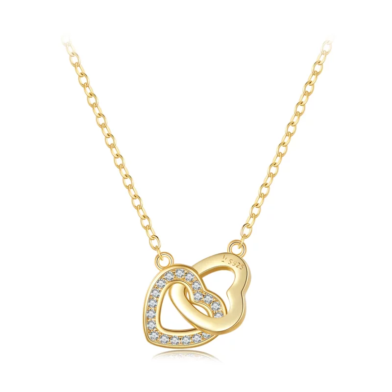 (afbeelding voor) Pandora Stijl Hart op Hart-925 Zilveren Ketting - SCN181-B