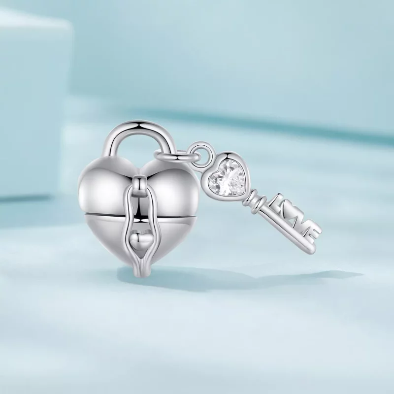 (afbeelding voor) Pandora Stijl Hart Slot Sleutel Bedel - SCC2580 - Bekijken 2