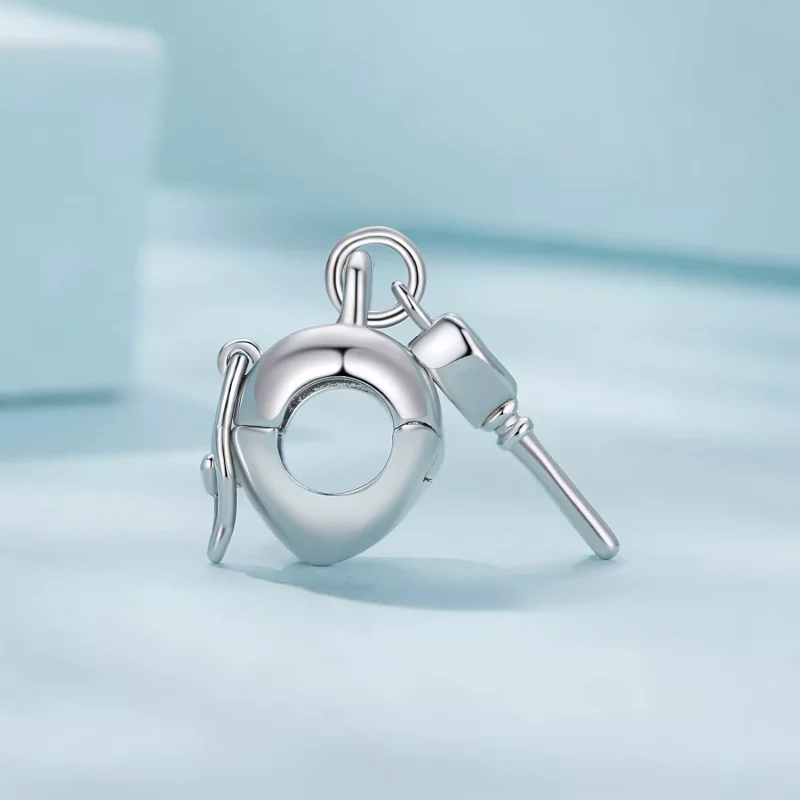 (afbeelding voor) Pandora Stijl Hart Slot Sleutel Bedel - SCC2580 - Bekijken 3