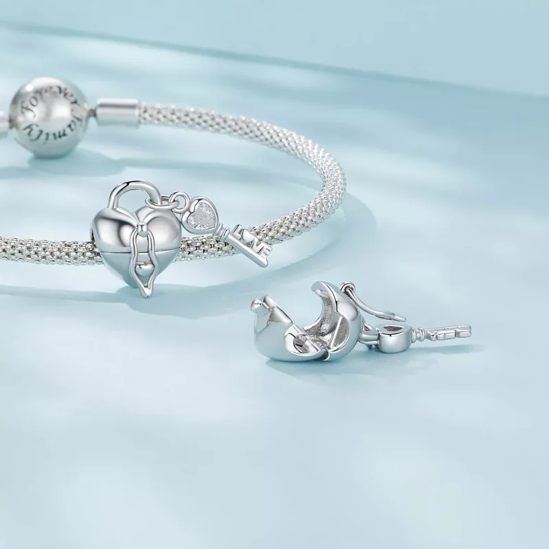 (afbeelding voor) Pandora Stijl Hart Slot Sleutel Bedel - SCC2580 - Bekijken 4