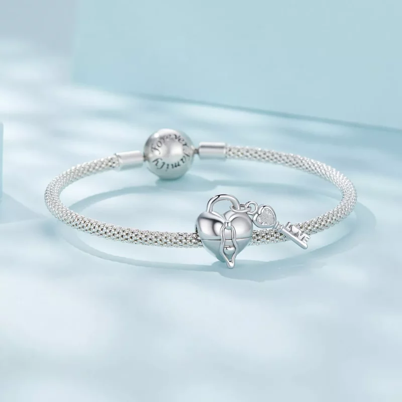 (afbeelding voor) Pandora Stijl Hart Slot Sleutel Bedel - SCC2580 - Bekijken 5