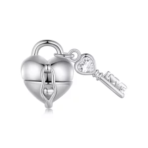 Pandora Stijl Hart Slot Sleutel Bedel - SCC2580 (afbeelding voor) Pandora Stijl Hart Slot Sleutel Bedel - SCC2580