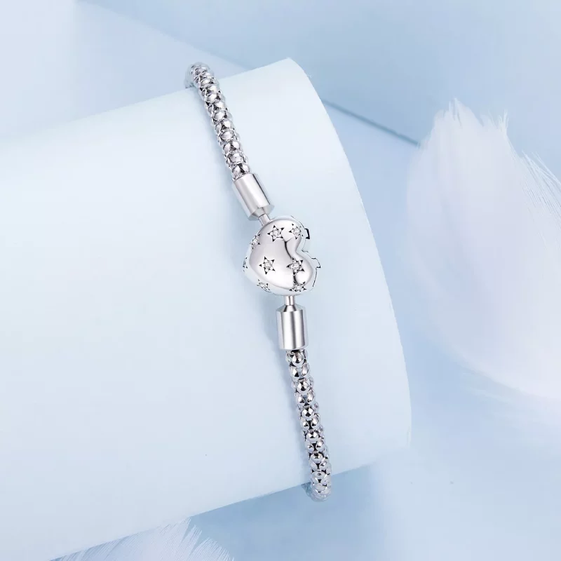 (afbeelding voor) Pandora-stijl hartvormige basisketting armband - BSB135 - Bekijken 3
