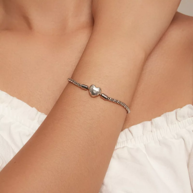 (afbeelding voor) Pandora-stijl hartvormige basisketting armband - BSB135 - Bekijken 4