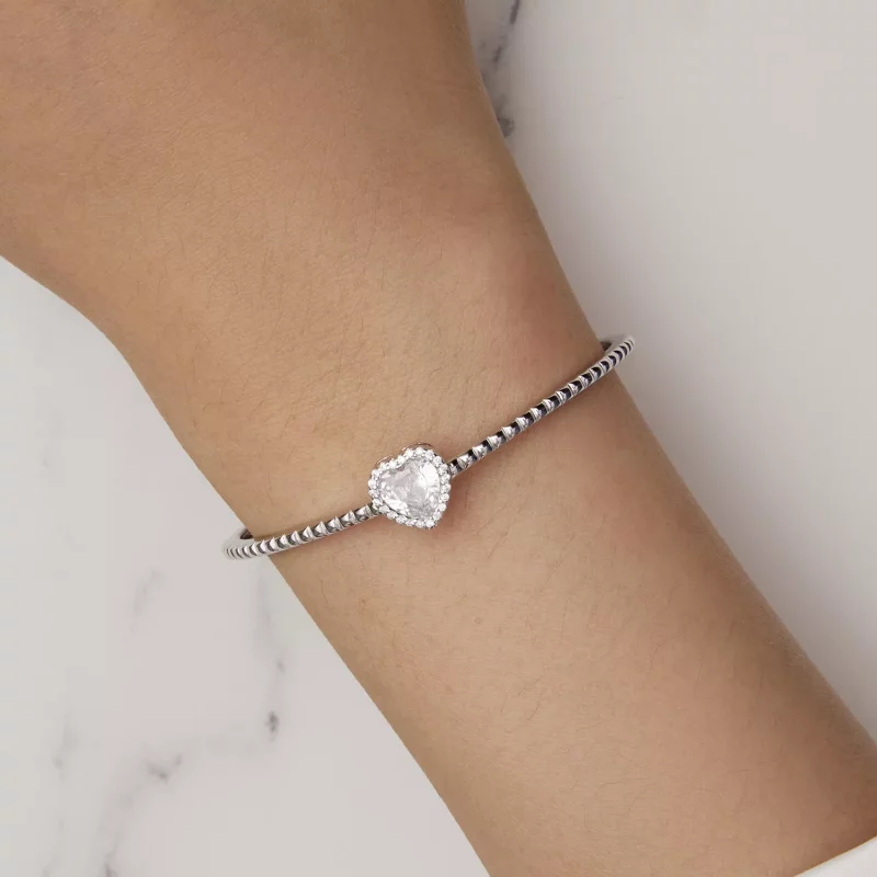 (afbeelding voor) Pandora Stijl Hartvormige Open Armband - BSB131 - Bekijken 7