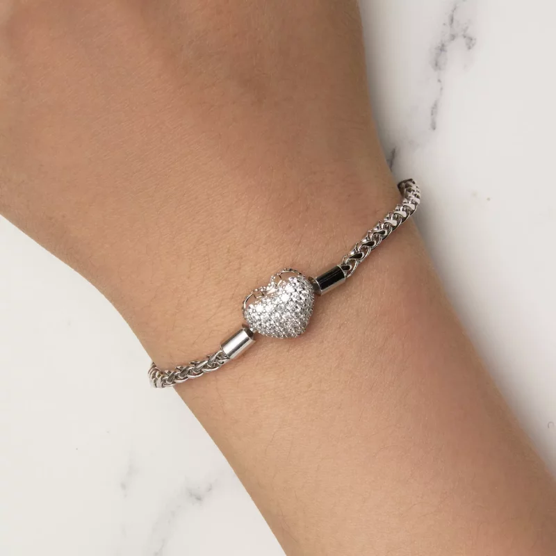 (afbeelding voor) Pandora-stijl Hartvormige Sprankelende Ketting Armband - BSB133 - Bekijken 5