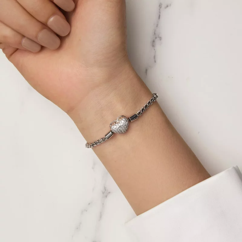 (afbeelding voor) Pandora-stijl Hartvormige Sprankelende Ketting Armband - BSB133 - Bekijken 6