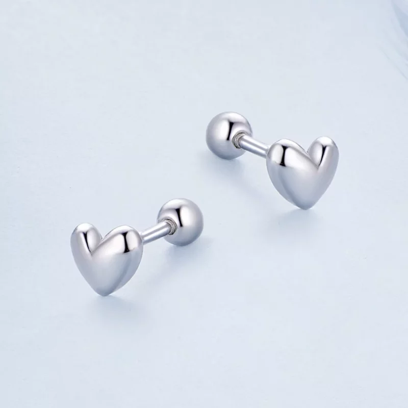 (afbeelding voor) Pandora-stijl hartvormige studs oorbellen - BSE886 - Bekijken 3