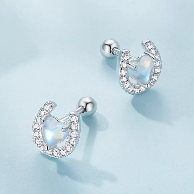 (afbeelding voor) Pandora-stijl Hoefijzer Ronde Oorpluggen Studs Oorbellen - SCE1612 - Bekijken 3