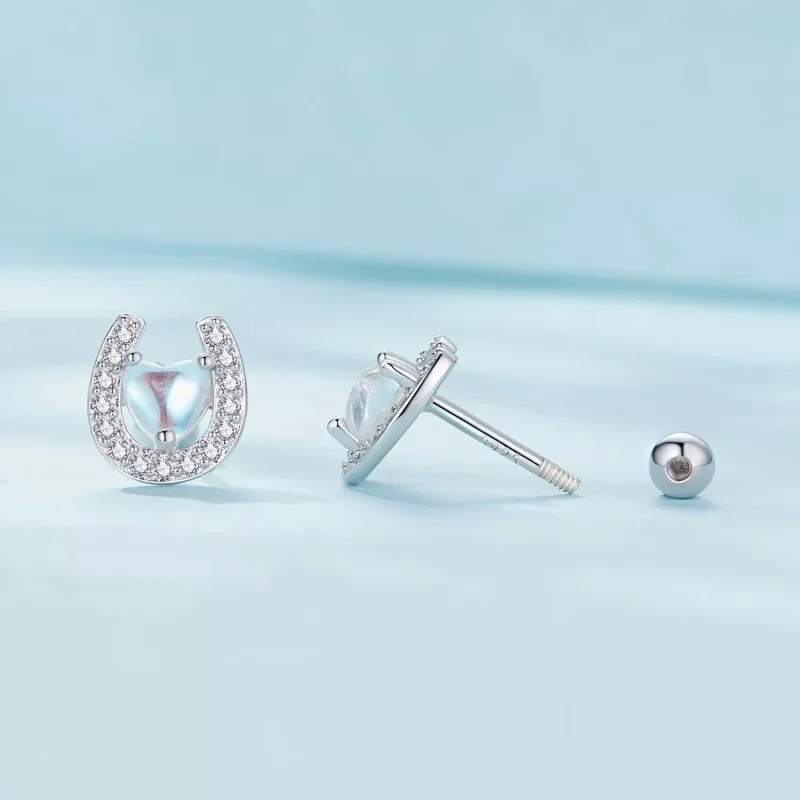 (afbeelding voor) Pandora-stijl Hoefijzer Ronde Oorpluggen Studs Oorbellen - SCE1612 - Bekijken 4