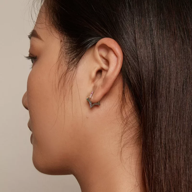 (afbeelding voor) Pandora Stijl Iridescent Sterren Hoepeloorbellen - SCE1627 - Bekijken 6