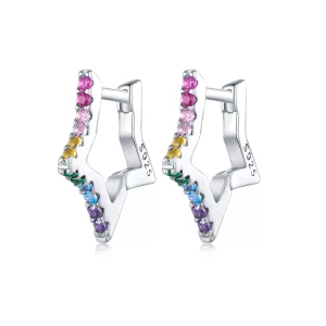 Pandora Stijl Iridescent Sterren Hoepeloorbellen - SCE1627 (afbeelding voor) Pandora Stijl Iridescent Sterren Hoepeloorbellen - SCE1627