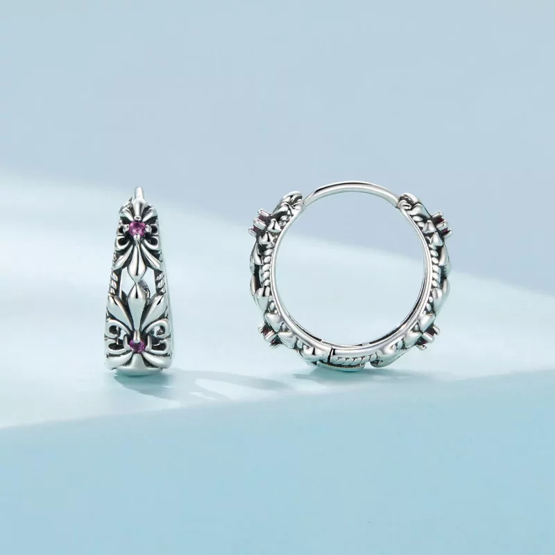 (afbeelding voor) Pandora-stijl Iris Vintage Hoepeloorbellen - SCE1649 - Bekijken 2