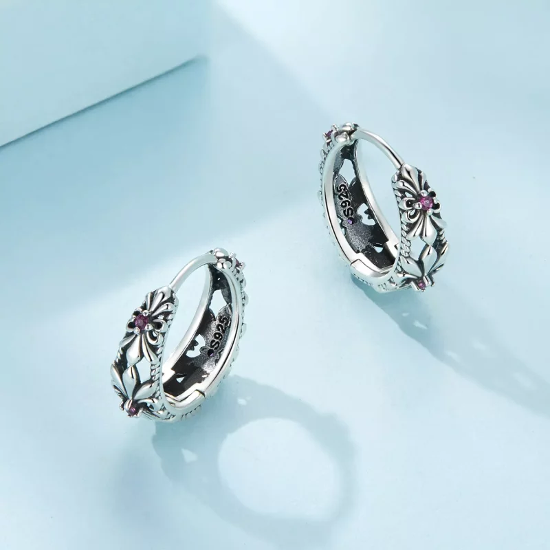 (afbeelding voor) Pandora-stijl Iris Vintage Hoepeloorbellen - SCE1649 - Bekijken 3