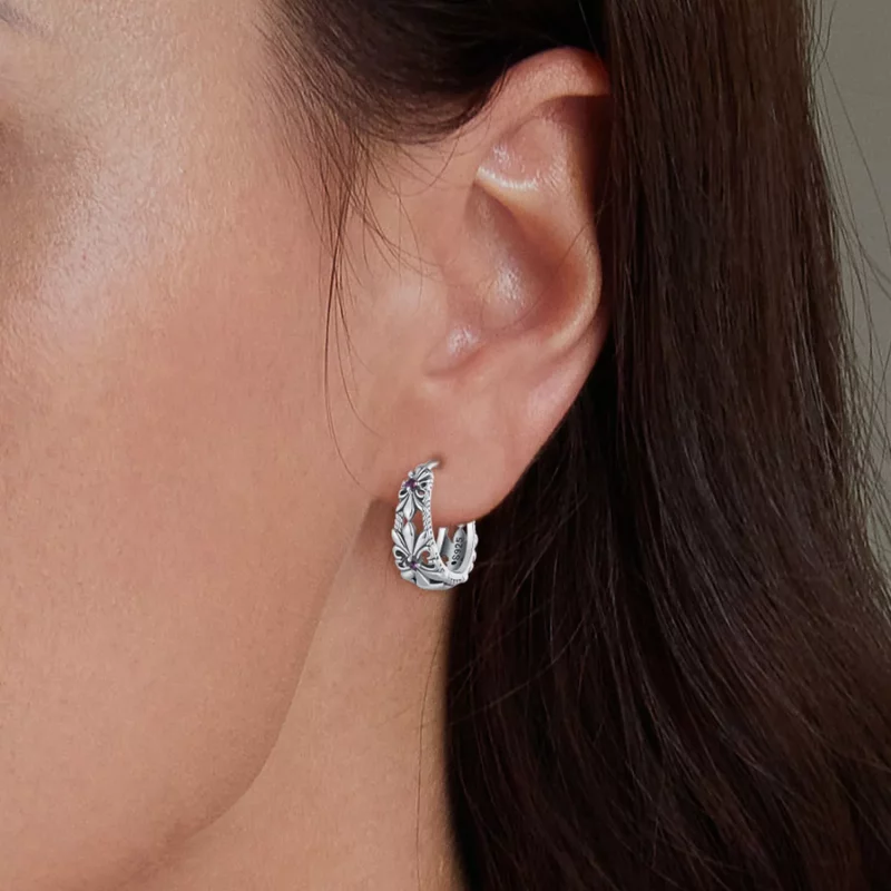 (afbeelding voor) Pandora-stijl Iris Vintage Hoepeloorbellen - SCE1649 - Bekijken 5