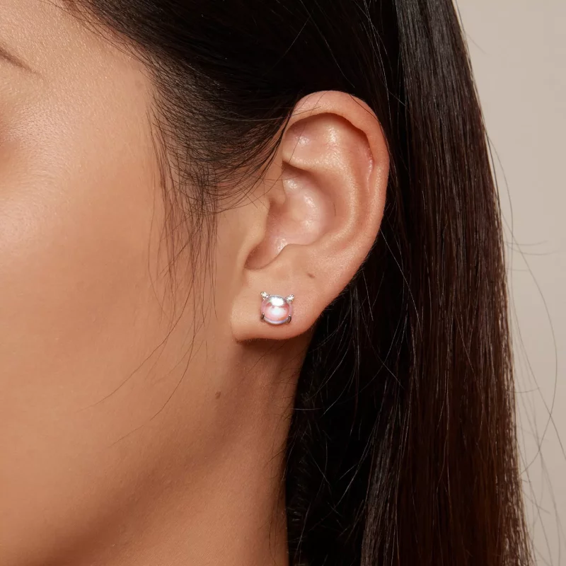 (afbeelding voor) Pandora Stijl Katten Maansteen Studs Oorbellen - SCE1622 - Bekijken 5