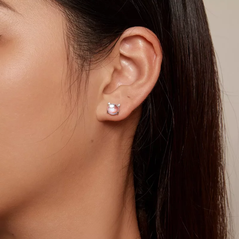 (afbeelding voor) Pandora Stijl Katten Maansteen Studs Oorbellen - SCE1622 - Bekijken 7