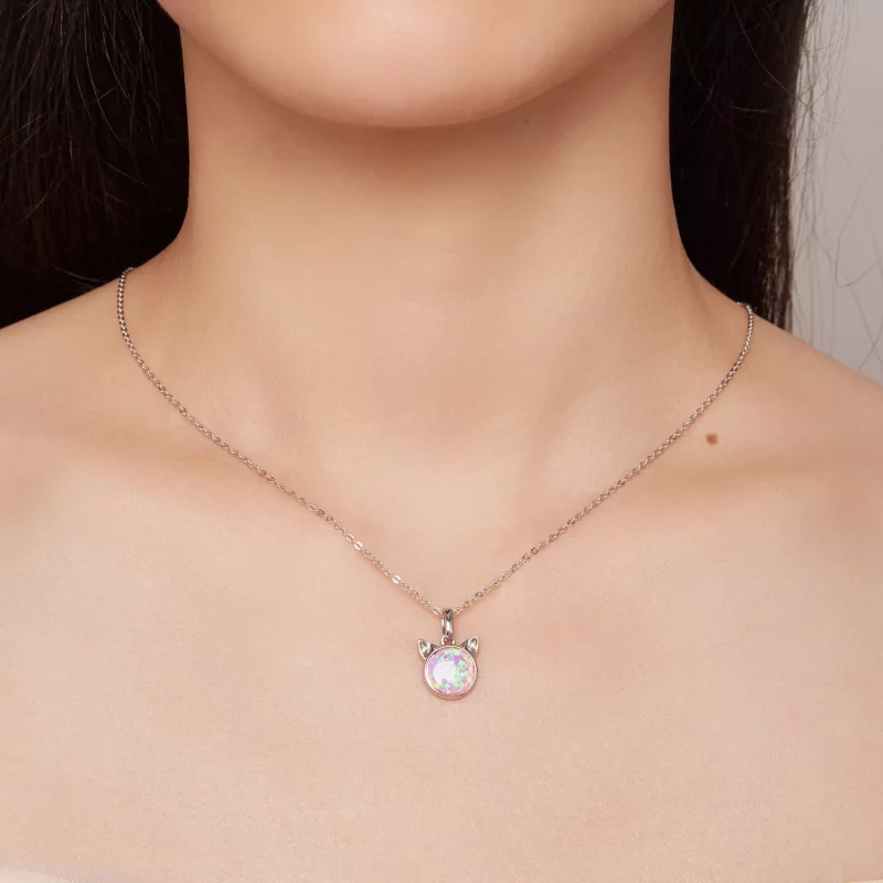 (afbeelding voor) Pandora Stijl Katten Opal Halsketting - SCN496 - Bekijken 6