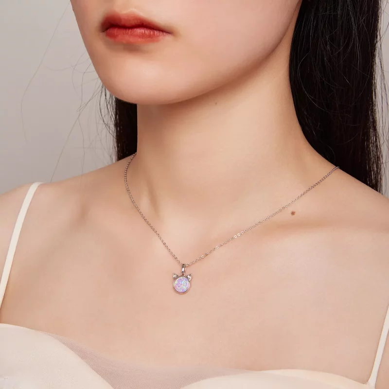 (afbeelding voor) Pandora Stijl Katten Opal Halsketting - SCN496 - Bekijken 7