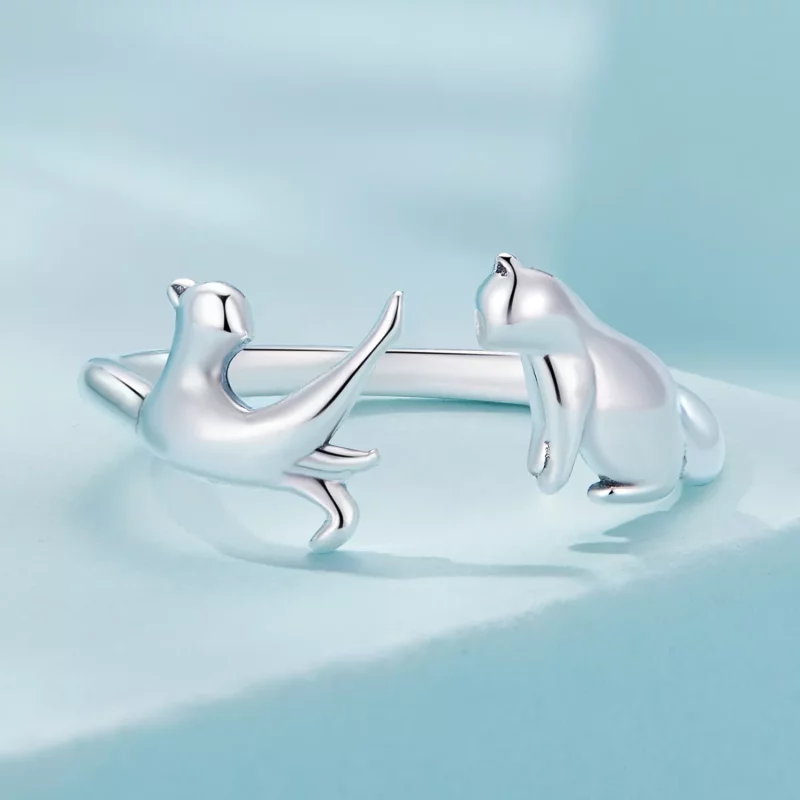 (afbeelding voor) Pandora-stijl katten open ring - SCR917 - Bekijken 3