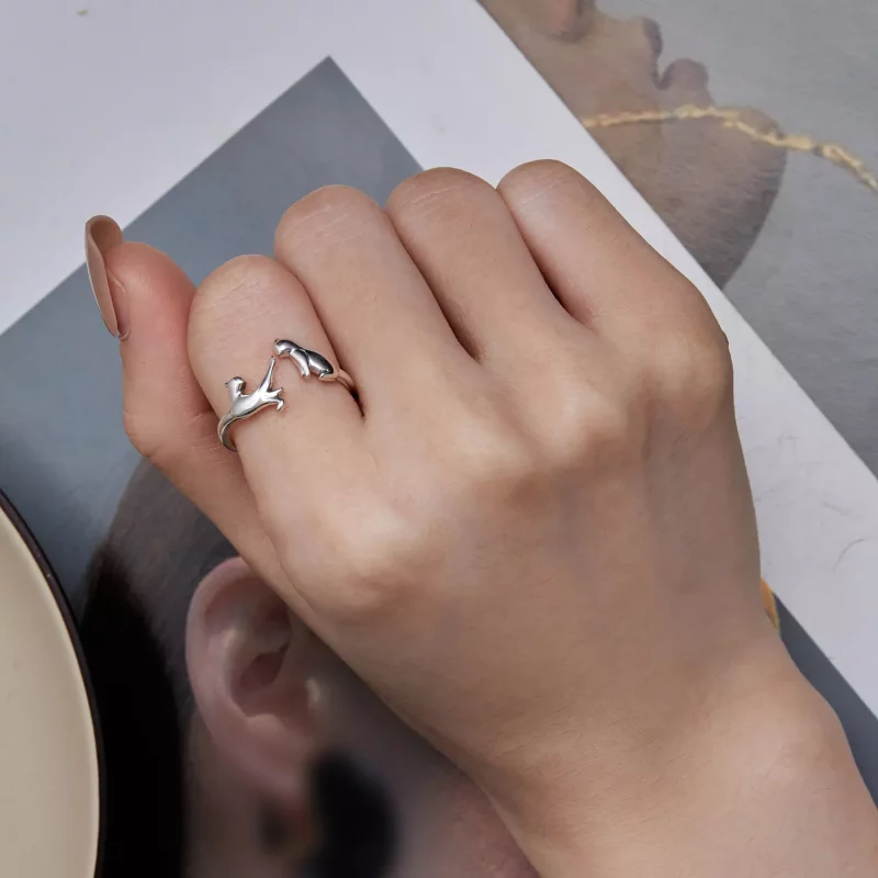 (afbeelding voor) Pandora-stijl katten open ring - SCR917 - Bekijken 6